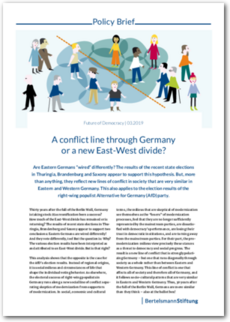 Cover Policy Brief 3/2019 - A conflict line through Germany or a new East-West divide?