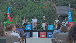 Discussing persons on a panel