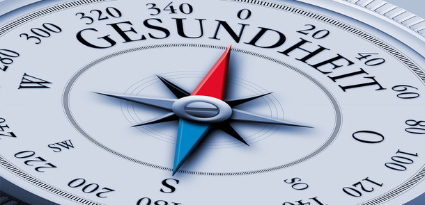 Ein Kompass mit der Aufschrift Gesundheit