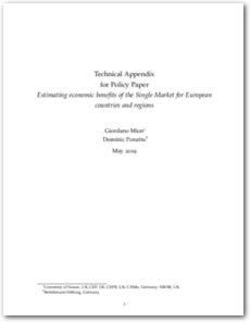 Cover Technical Appendix for Policy Paper "Estimating economic benefits of the Single Market for European countries and regions"