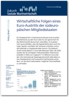 Cover Policy Brief #2012/06: <br/>Wirtschaftliche Folgen eines Euro-Austritts der südeuropäischen Mitgliedsstaaten