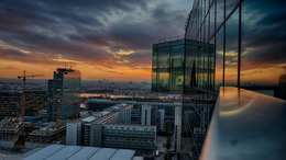 Ein Blick auf die Stadt Wien in der Dämmerung