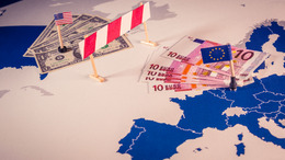 Symbolic of EU and USA trade war caused by the 2018 US tariffs on steel and aluminium