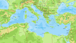 Karte des Mittelmeers mit Anrainerstaaten