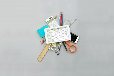 School supplies a tablet on top