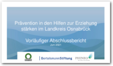 Cover Vorläufiger Abschlussbericht des SIB Pilotprojektes Prävention in den Hilfen zur Erziehung stärken im Landkreis Osnabrück