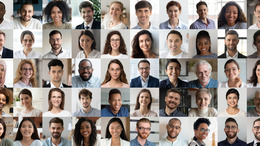 ein Bild mit vielen kleinen Portrait-Bildern von unterschiedlich aussehenden Menschen