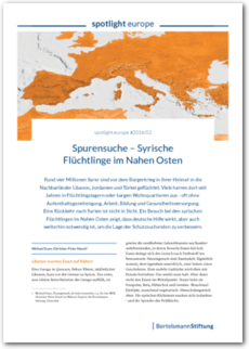 Cover spotlight europe 02/2016: Spurensuche – Syrische Flüchtlinge im Nahen Osten