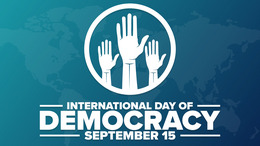 Raising hands for International Day of Democracy on September 15