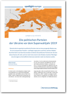 Cover spotlight europe 02/2018: Die politischen Parteien der Ukraine vor dem Superwahljahr 2019