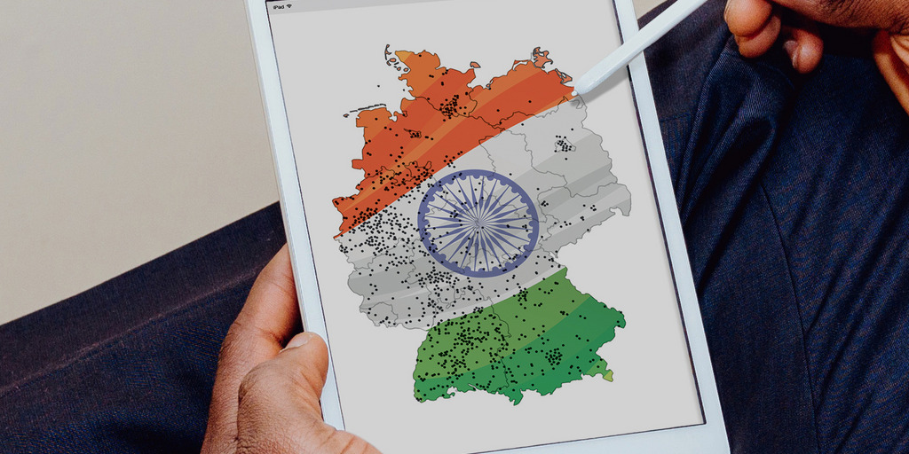 Map of Germany with Indian flag as background colour