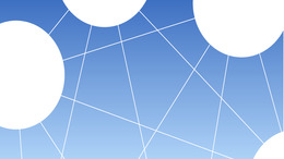 Grafik Blau mit drei weißen Kreisen die mit Strichen vernetzt sind.