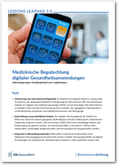 Cover Medizinische Begutachtung digitaler Gesundheitsanwendungen: Lessons Learned 2.0