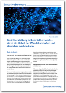 Cover Kurzfassung | Mehr als Reporting: Wie Nachhaltigkeitsberichterstattung Wert für Unternehmen schafft