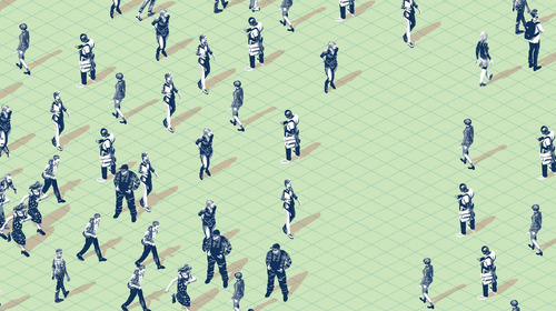 Illustration of a crowd from above