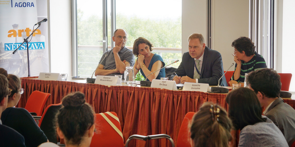 Paneldiskussion mit (v.l.n.r.) Enrico Letta, Gaetane Ricard-Nihoul, Aart De Geus und Arancha Gonzalez