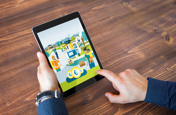 2 Hände halten ein Tablet