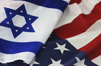 Photo: American flag and flag of Israel conveys the partnership between the two states through the main symbols of these countries