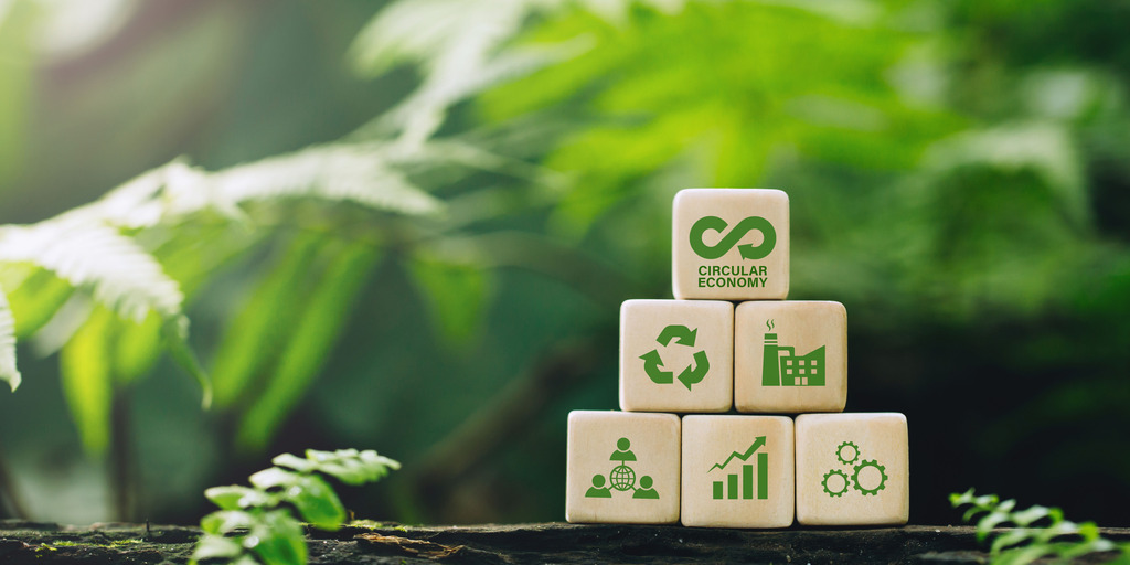 green background with wooden cubes in front