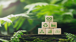 green background with wooden cubes in front