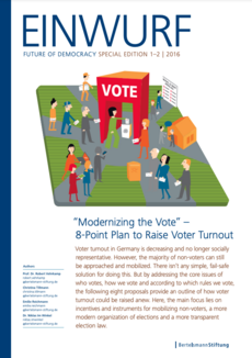 Cover EINWURF 1-2/2016 - Modernizing the Vote – 8-Point Plan to Raise Voter Turnout