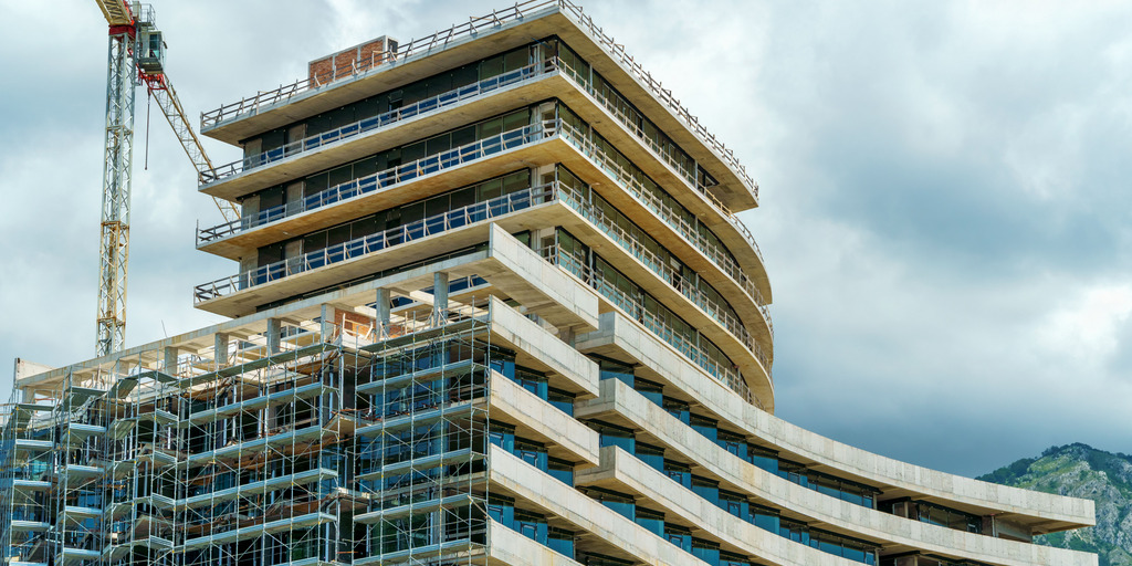 Gebäudefassade im Bau