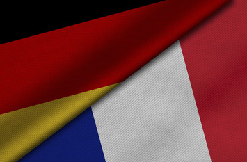 Rendering of two flags from Republic of Germany and French Republic.
