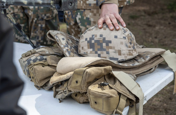 Military uniform of Latvia, Riga. Soldier uniform, NATO force integration unit.
