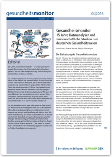 Cover Gesundheitsmonitor 4/2016: 15 Jahre Datenanalysen und wissenschaftliche Studien zum deutschen Gesundheitswesen