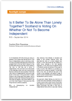 Cover flashlight europe 02/2014: Is It Better To Be Alone Than Lonely Together? Scotland Is Voting On Whether Or Not To Become Independent