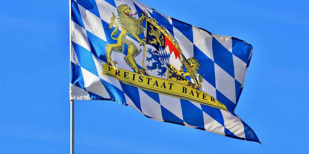 Bavarian Banner, blue sky in the background