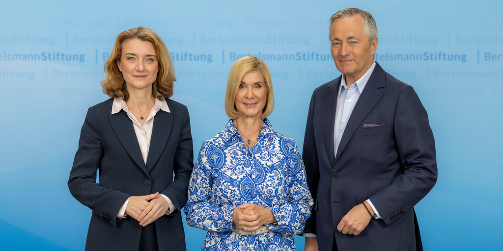Der Vorstand der Bertelsmann Stiftung: Daniela Schwarzer, Brigitte Mohn, Hannes Ametsreiter