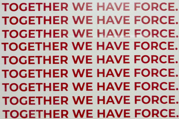 Bild mit dem Schriftzug: Togehter we have force. Der Schriftzug ist auf dem gesamten Bild verteilt