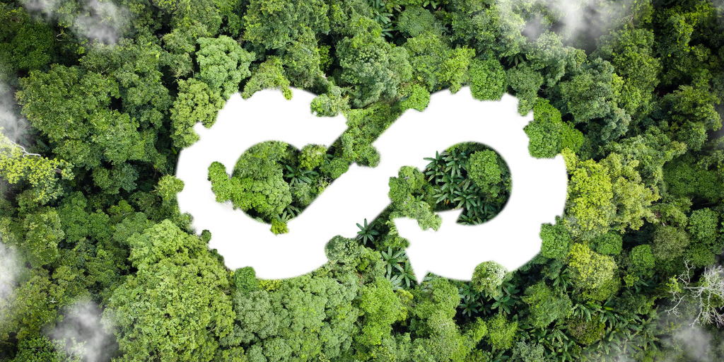 green background with white infinity symbol