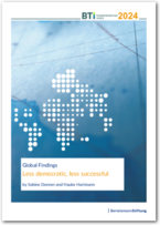 Cover BTI 2024 Global Findings | Less democratic, less successful