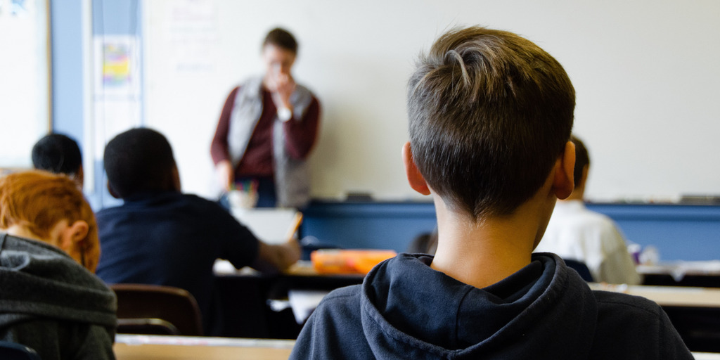 Aufnahme einer Schulklasse während des Unterrichts.