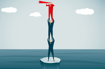 Unity - Illustration of three persons standing on each others shoulders