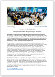 Cover EU-Gipfel mal anders: Bürgerdialog in Den Haag