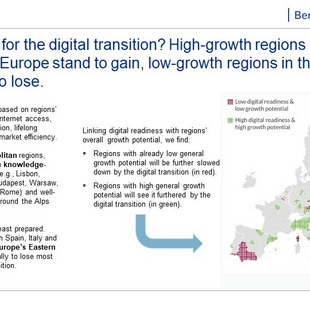 Who is ready for the digital transition? High-growth regions in Northern and Western Europe stand to gain, low-growth regions in the East and South stand to lose.