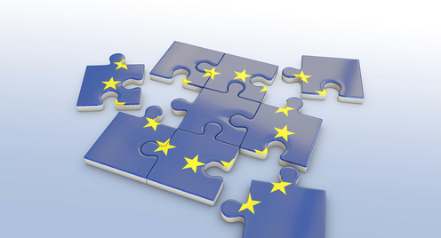 Europe puzzle flag, 3d rendering