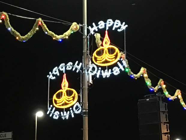 Dekoration während der Diwali-Feierlichkeiten in Leicester