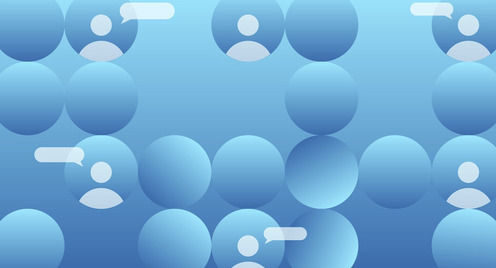Blaue Kreise mit Personen Emojis zu sehen