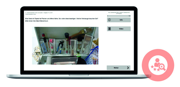 Ein Laptop mit Malerwerkzeug im Bildschirm.