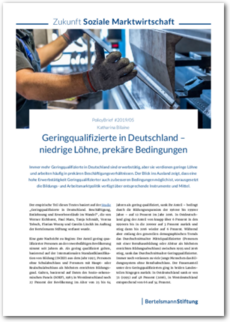 Cover Policy Brief #2019/05: Geringqualifizierte in Deutschland - niedrige Löhne, prekäre Bedingungen