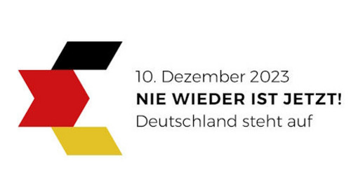 Logo zur Solidaritätskundgebung "Nie wieder ist jetzt! Deutschland steht auf"