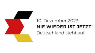 Logo zur Solidaritätskundgebung "Nie wieder ist jetzt! Deutschland steht auf"