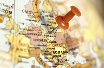 Location Poland. Red pin on a map