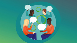 Illustration Menschen mit Sprechblasen