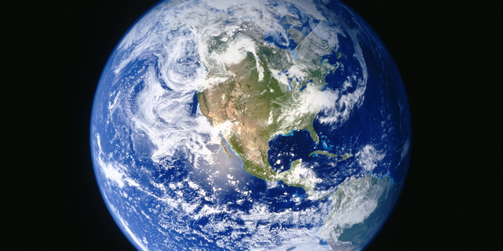 Die Erdkugel vom Weltall aus betrachtet.