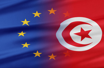European Union and Tunisian flag - concept